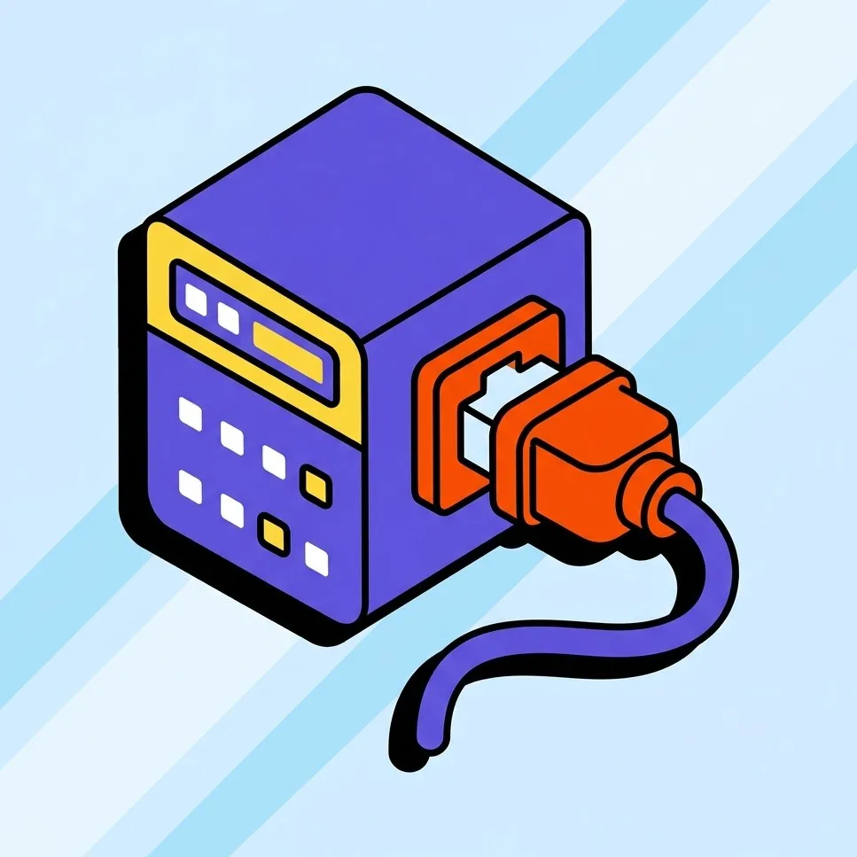 Illustration: ein Gerät mit Netzwerkbuchse, in die ein Stecker eingesteckt ist